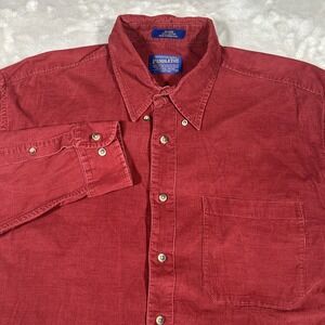 Vintage Pendleton Corduroy Shirt Mens L Red Pin Wale Needlecord Lightweight EUC